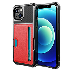 Coque en TPU + PU hybride avec porte-carte rouge pour votre Apple iPhone 13 mini 5.4 pouces