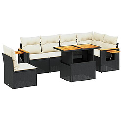 Maison Chic Ensemble Tables et chaises d'extérieur 7pcs avec coussins,Salon de jardin noir résine tressée -GKD935604