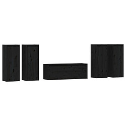 vidaXL Meubles TV 5 pcs Noir Bois massif de pin