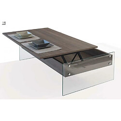 Avis Inside 75 Table basse relevable BELLA 80x80cm coloris noyer piétement en verre