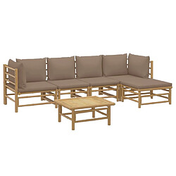 Avis Maison Chic Salon de jardin 6 pcs + coussins - Mobilier/Meubles de jardin - Table et chaises d'extérieur taupe bambou -MN86166