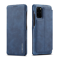 Etui en PU style rétro avec porte-carte bleu pour votre Samsung Galaxy S20 Plus