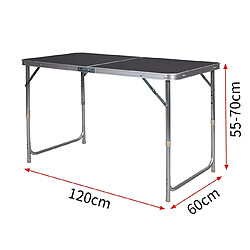 Helloshop26 Table de camping table pliante réglable 120 cm noir 19_0000974