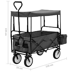 vidaXL Chariot à main pliable avec toit Acier Gris pas cher