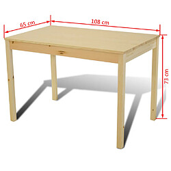 vidaXL Table de salle à manger en bois avec 4 chaises Naturel pas cher