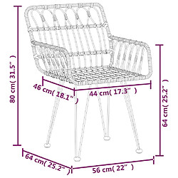 vidaXL Chaises de jardin lot de 2 accoudoir 56x64x80 cm Résine tressée pas cher