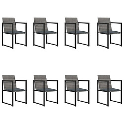 Maison Chic Mobilier à dîner 9 pcs de jardin avec coussins - Ensemble table et chaises d'extérieur - Salon/Mobilier de jardin classique Résine tressée Gris -MN76849