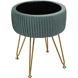 Acheter Decoshop26 Tabouret avec compartiment de rangement Ø 33cm aspect velours vert clair cadre doré TABO04014