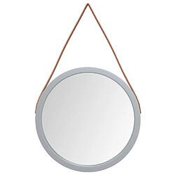 vidaXL Miroir mural avec sangle Argenté Ø 45 cm