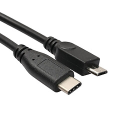 USB 2.0 Mâle Vers USB 3.1 Type C + Micro USB Câble de Chargement de Données Mâle Type B pas cher