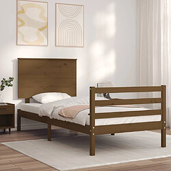 vidaXL Cadre de lit sans matelas marron miel 90x200 cm bois massif