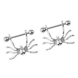 1 Paire Halloween Punk Sexy Spider Acier Inoxydable Nipple Bar Anneau Bouclier