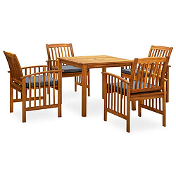 Maison Chic Mobilier à dîner 5 pcs de jardin avec coussins - Ensemble table et chaises d'extérieur - Salon/Mobilier de jardin classique Acacia solide -MN95443