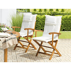 Beliani Lot de 2 coussins en tissu blanc cassé pour chaises de jardin MAUI