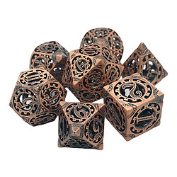 7pcs Métal Creux Jeu DND Dés Steampunk Roue Dentée Pour RPG MTG Cuivre Rouge