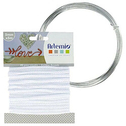 Artemio Fil à tricotin blanc 5 mm x 5 m + fil d'aluminium