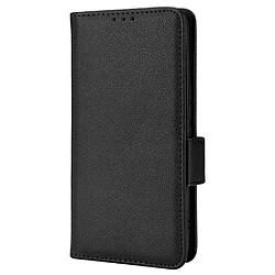 Etui en PU texture litchi, double fermeture magnétique avec support, noir pour votre TCL 20 R 5G/Bremen 5G/20AX 5G