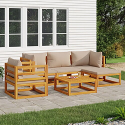 Maison Chic Salon de jardin 6 pcs + coussins - Mobilier/Meubles de jardin - Table et chaises d'extérieur taupe bois massif -MN50836