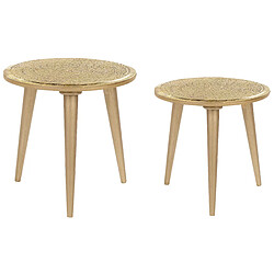 Beliani Lot de 2 tables d'appoint en bois de manguier dorées NARRA