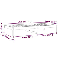 vidaXL Lit de jour sans matelas gris 90x190 cm bois de pin massif pas cher