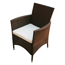 Maison Chic Mobilier à dîner 7 pcs de jardin avec coussins - Ensemble table et chaises d'extérieur - Salon/Mobilier de jardin classique Résine tressée Marron -MN28261 pas cher