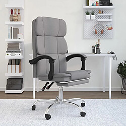 vidaXL Fauteuil inclinable de bureau Gris clair Tissu