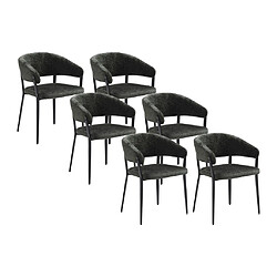 Vente-Unique Lot de 6 chaises avec accoudoirs en tissu et métal noir - Vert - AVRELA