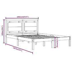 vidaXL Cadre de lit sans matelas 135x190 cm bois massif pas cher