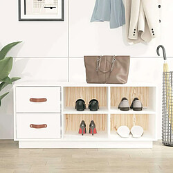 Maison Chic Banc à chaussures | Meuble de rangement à chaussures Meuble d'Entrée Blanc 100x34x45 cm Bois de pin massif -MN13545