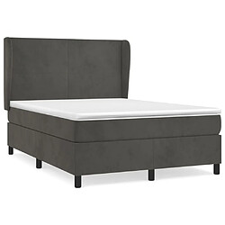 Maison Chic Lit Adulte - Lit simple Lit à sommier tapissier et matelas moelleux - Meuble de Chambre - Gris foncé 140x200cm Velours -MN58957