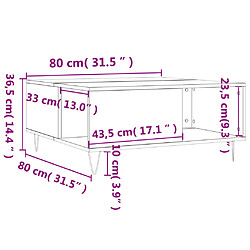 vidaXL Table basse chêne fumé 80x80x36,5 cm bois d'ingénierie pas cher