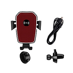 YP Select Support de détection de gravité de voiture Prise d'air 10W Chargeur sans fil pour téléphone portable Rouge