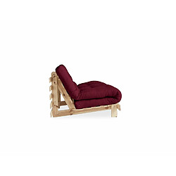 Avis Inside 75 Canapé convertible futon ROOTS pin naturel coloris bordeaux couchage 140x200 cm.