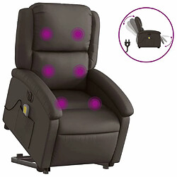 Maison Chic Fauteuil Relax pour salon, Fauteuil inclinable de massage électrique marron foncé -GKD19050