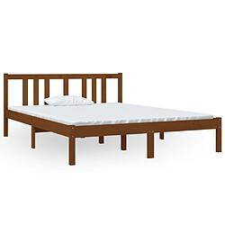 vidaXL Cadre de lit sans matelas marron miel bois massif 140x190 cm