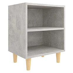 Maison Chic Table de chevet,Table de nuit,Table d'appoint pour salon avec pieds en bois Gris béton 40x30x50 cm -MN83272