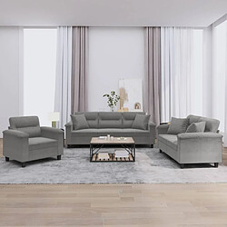 Maison Chic Ensemble de canapés 3 pcs coussins, Canapé droit Sofa pour Salon Gris foncé Tissu microfibre -GKD354053