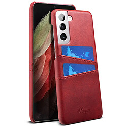 Coque en TPU + PU avec porte-cartes rouge pour votre Samsung Galaxy S21 5G