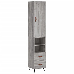 vidaXL Buffet haut Sonoma gris 34,5x34x180 cm Bois d'ingénierie