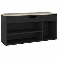 Maison Chic Banc à chaussures | Meuble de rangement à chaussures Meuble d'Entrée avec coussin Noir 104x30x49 cm Aggloméré -MN77485