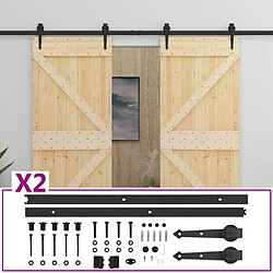 vidaXL Porte coulissante et kit de quincaillerie 100x210 cm Pin massif