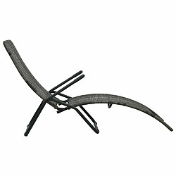 Avis Maison Chic Chaise longue pliable de jardin | Bain de soleil Relax | Transat Résine tressée Gris -GKD59955