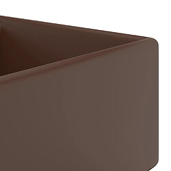 Avis vidaXL Lavabo carré à trop-plein Marron foncé mat 41x41 cm Céramique