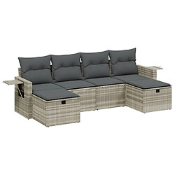 vidaXL Salon de jardin 6 pcs avec coussins gris clair résine tressée