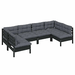 Avis Maison Chic Salon de jardin 6 pcs + coussins - Mobilier/Meubles de jardin - Table et chaises d'extérieur Noir Bois de pin massif -MN45676