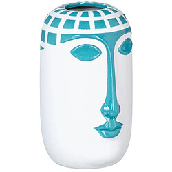 Vase Visage en céramique Blanc et Bleu