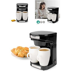 NEDIS Cafetière électrique 2 Tasses Duo 2 x 0.25l Filtre permanent lavable 450W noir Arrêt automatique