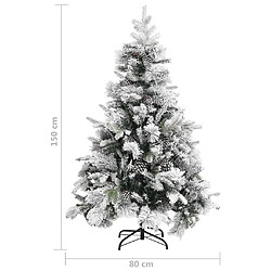 vidaXL Sapin de Noël à flocons de neige et pommes de pin 150 cm PVC/PE pas cher