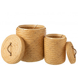 Dansmamaison Set De 2 Paniers De Rangement Ronds En Bambou Naturel