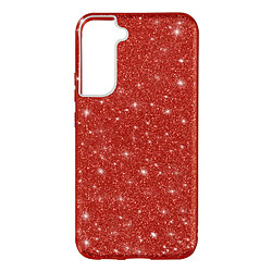 Avizar Coque Samsung Galaxy S22 Plus Paillette Amovible Silicone Semi-rigide rouge